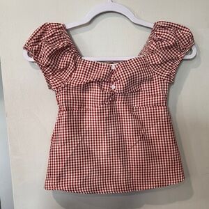 Charming Red Gingham Kids Blouse